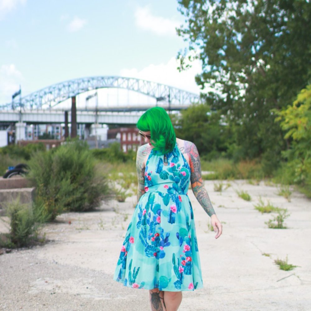 Modcloth Blogger The Better Cactus Halter Dress - image 3